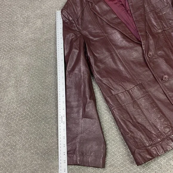 Vintage Wilsons Leather Jacket Blazer Men's 42 Fits 38-40 Burgundy Oxblood 70s - Picture 11 of 14